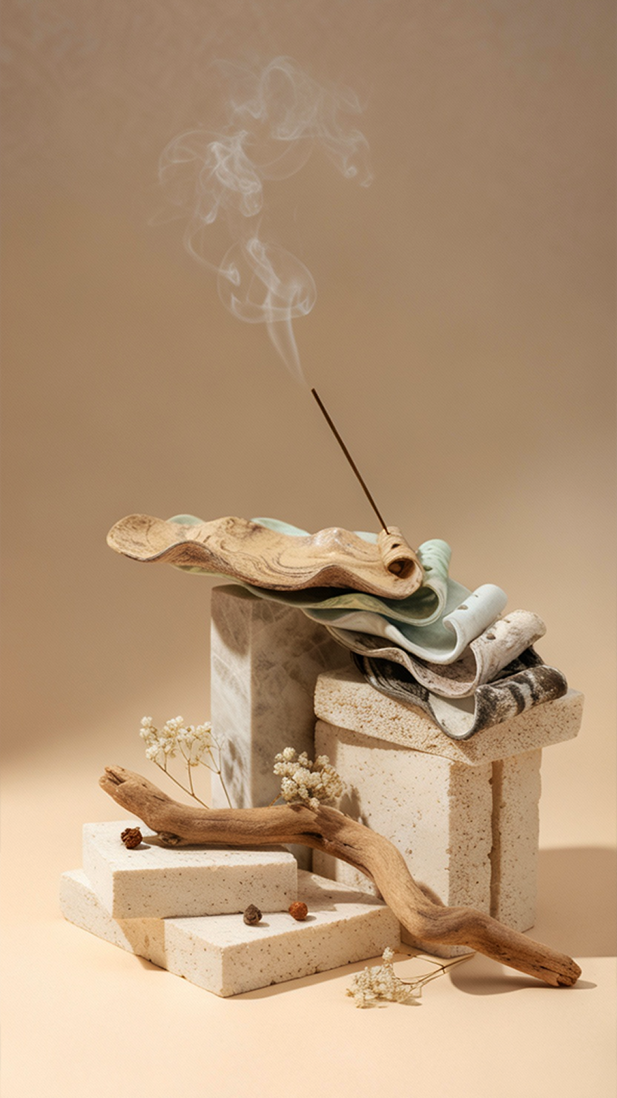 Juanfu Ceramic Incense Holder stacked colors