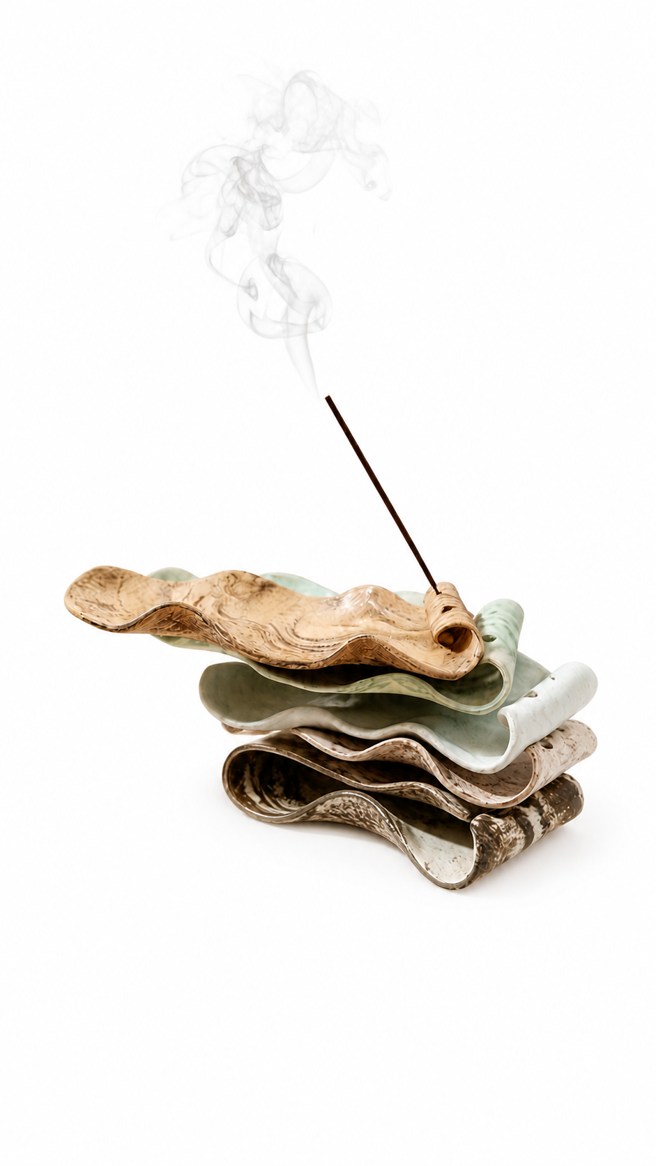 Juanfu Ceramic Incense Holder product-only stacked colors on white background